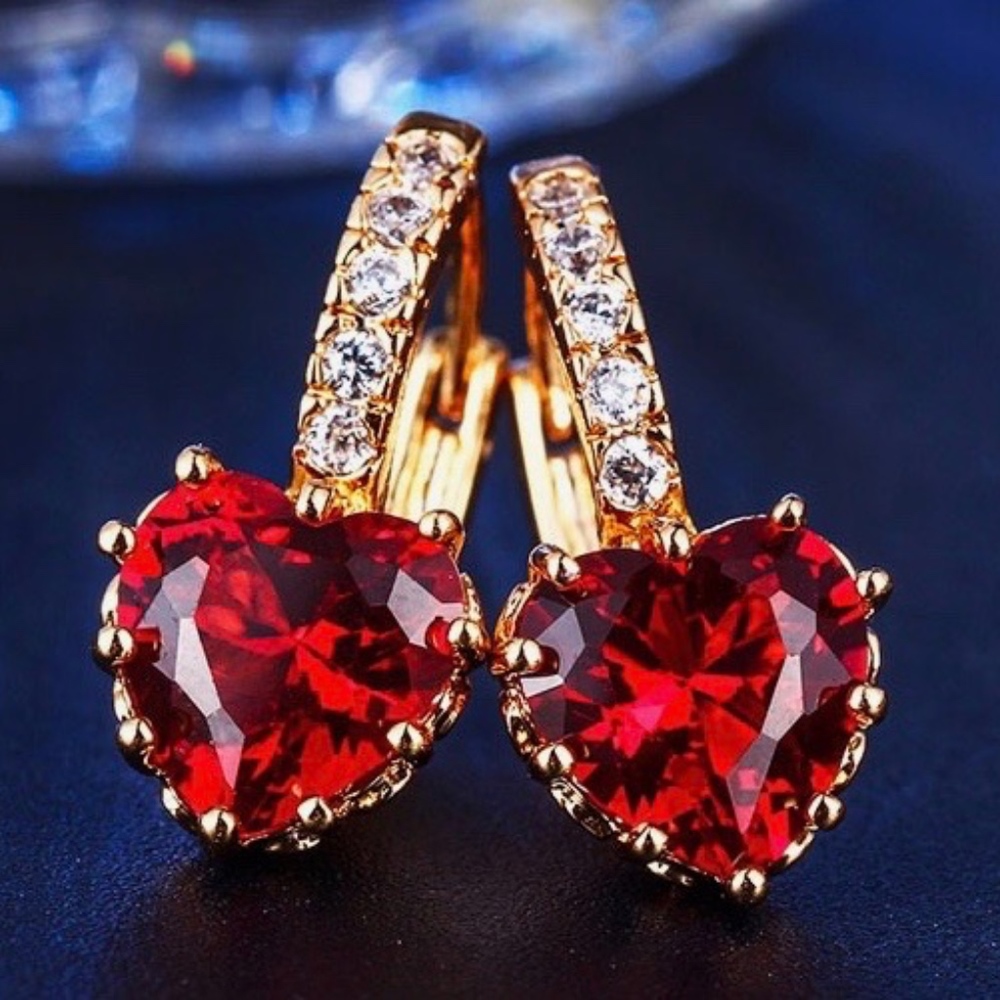 Red Heart Austrian Crystal Earrings